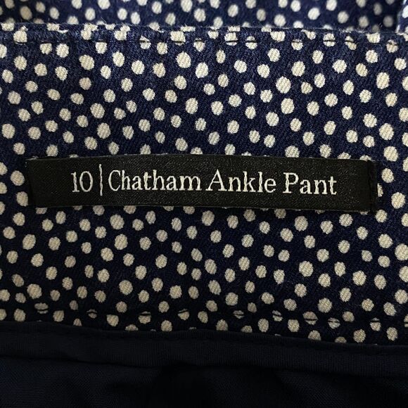 Talbots Chatham Ankle Pants Navy Blue White Polka Dot Women's Size 10 - Picture 4 of 7